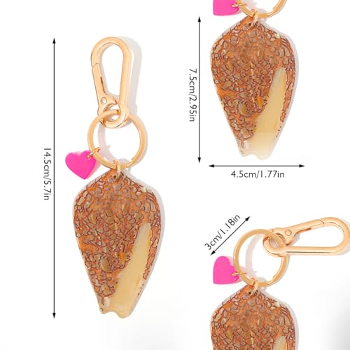 Personalized Hebrew Cone Shell Keychain - Textile Cone Shell Bag Charm