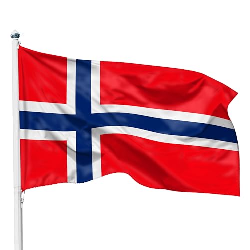 PHENO FLAGS Drapeau Norvège 90x150cm – norvégien - résistant aux intempéries, avec œillets en laiton, 100% polyester, coutures doubles robustes et couleurs éclatantes – pour les passionnés de drapeaux