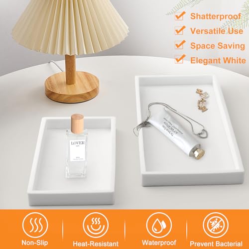 Silicone Bathroom Trays,11.7" and 7.7" Shatterproof Flexible Tray for Vanity, Kitchen Sink, Toilet Accessories (Small+Large)