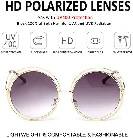 Dollger Metal Double Circle Wire Frame Oversized Round Sunglasses for Women