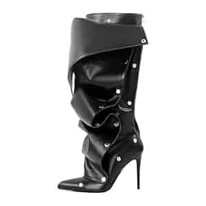 Amazon.com | sexytag Women's Knee High Boots Ruched Slouchy