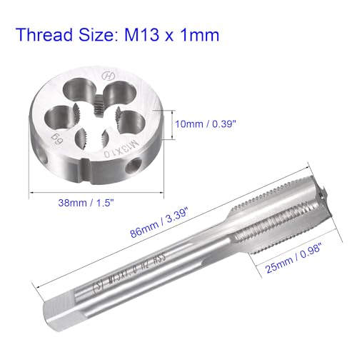 MACHSWON M13 x 1mm Metric Tap and Die Set - Machine Thread Screw Tap with Round Threading Die Kit for Thread Repair - Image 3