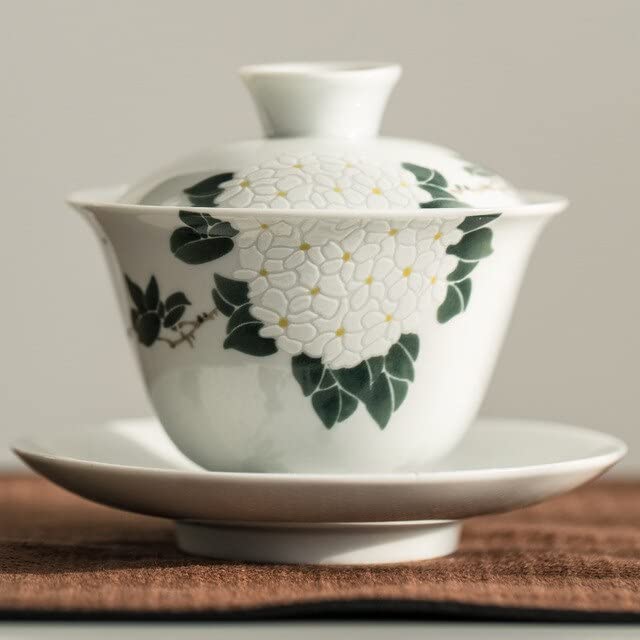 Tea Tureen - Ceramic Plant Ash Handmade Tureen Ceramic Tea Set Bowl Sopera De Ceramica Gaiwan Chrysanthemum Tea Gift for Boyfriend (Dwarf bowl E)