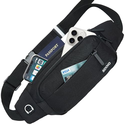 SINNO Black Fanny Pack for Women Men