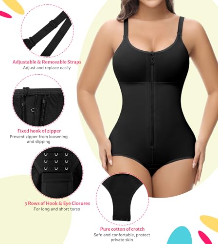Image of SHAPSHE Fajas Colombianas Moldeadoras Body Shaper Post Surgery Compression Garment Shapewear Tummy Control with Zipper