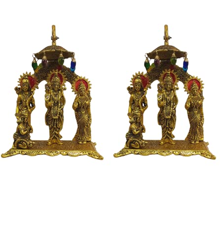 Brass Metalic Ram, Lakshman & MATA Sita, Statue (Golden) - Pack of 2