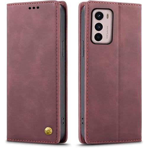 Image of Flip Cover for Motorola Moto G60 Fusion Mobile Phone | Business Professional Case | Premium Leather Finish Back Cover | Foldable Stand | Wallet Card Slots | Top Trending (Wine Color)
