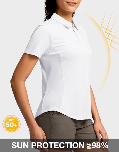 G Gradual Womens Golf Shirt Metal Zip Up Polo Short Sleeve Tennis Work Athletic Collared Top Quick Dry Lightweight2