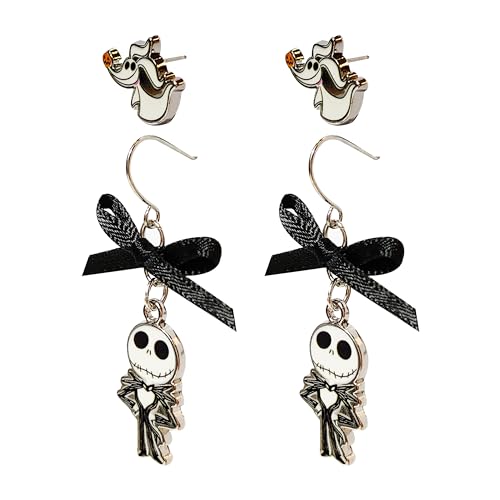 LUV HER The Nightmare Before Christmas Jewelry Hypoallergenic Earrings for Girls, Stud Earrings & Fishhook Earring Sets with Charms One Size Fits All Gifts Age 4+