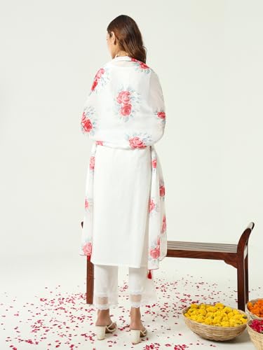 Image of FIORRA Women's Cotton Straight Kurta Pant With Dupatta