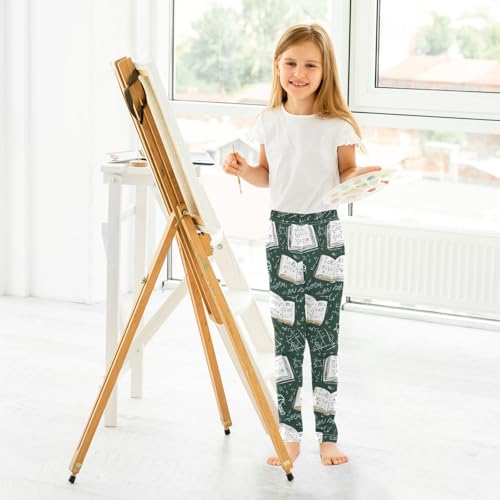ALAZA Girls' Leggings Children's Yoga Pants Skinny Printed Dance Book Mathematics Blackboard Comfortable 4T4