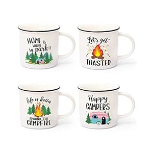 Nefelibata Camping Coffee Mug Set of 4 Happy Campers Campfire Tea Cups for Coffee, Tea, Milk Travel Ceramic Mug Camping Lover Holiday Gifts Nefelibata Camping Coffee Mug Set of 4 Happy Campers Campfire Tea Cups for Coffee Tea Milk Travel Ceramic Mug Camping Lover Holiday Gifts