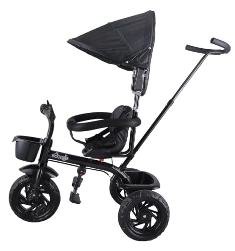 Image of JoyRide Stroller Tricycle| Baby Trike|Tricycle with Canopy and Parental Adjust Push Handle for Kids|Boys|Girls Age Group 1.5 to 5 Years (Black)
