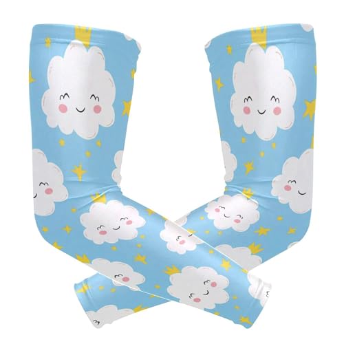 Takiito Cute Clouds Arm Sleeves for Men Women, Cooling Arm Sleeve UV Sun Protection Compression Arm Sleeve, Breathable & Moisture Wicking