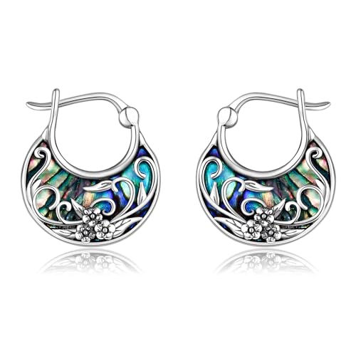 Tree of Life/Sunflower/Mountain/Daisy/Flower/Dragonfly/Butterfly/Earrings 925 Sterling Silver Hoop Earrings for Women