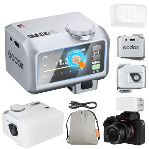 Godox iT30Pro-C iT30Pro C Mini Camera Flash with White Diffuser Speedlite560 Flashes at Full Wireless Master & Receiver Power 2.4G TTL Touchscreen for Canon Camera DSLR (Silver)