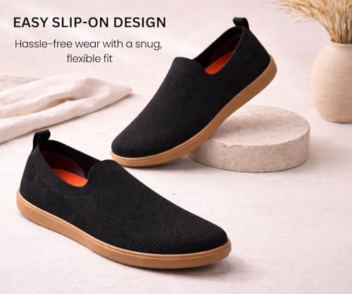 Image of Kraasa Men's Casual Slip-On Loafers | Soft Knitted Upper Breathable Flex Upper | Lightweight Comfort Shoes | TPR Sole