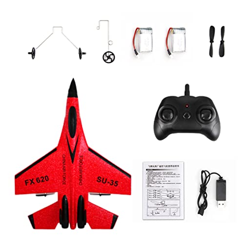 Image of SU-35 RC Plane, 2CH Remote Control Airplane, Hobby Glider, Ready & Easy to Fly for Beginners, Aircraft Jet With Luminous Strip (Red)