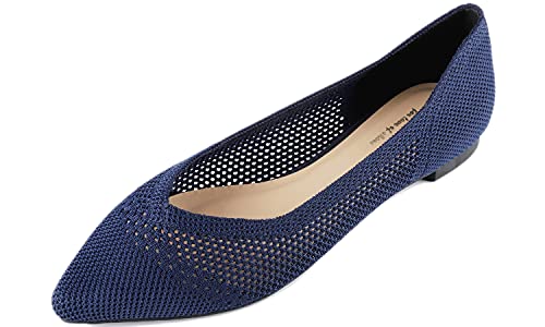 Image of FEVERSOLE Women's Woven Pointy Fashion Cutouts Breathable Knit Flat Shoes