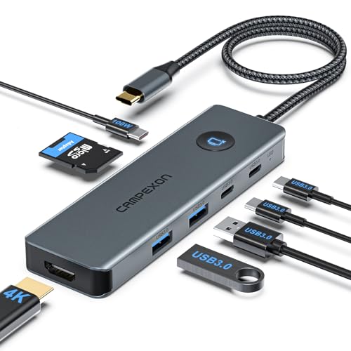 USB C HUB 8 in 1, USBC HUB Multiport Adapter with 4K HDMI, 5Gbps 2*USB-A 3.0, 2*USB-C 3.0-Data Port, PD 100W & SD/TF Card Reader, Dongle HDMI Adapter for MacBook Pro Air/Laptops/Dell XPS/iPad
