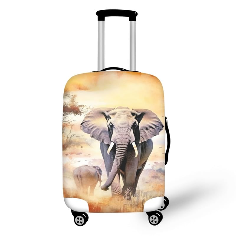 Africa Wild Elephant Travel Luggage Cover,Broken Holes Design Elephant Elephant Watercolor Suitcase Cover Washable Baggage Cover for Women Girls