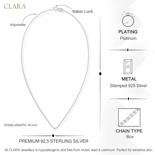Image of Clara Anti-Tarnish 925 Sterling Silver Chain Necklace in 18 inches | Gift for Women and Girls| Minimal Daily Wear