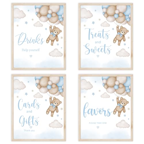 Image of 4PCS Bear Table Sign Centerpieces for We Can Bearly Wait Baby Shower Decorations Bear Birthday Decorations Party Supplies(8x10in)