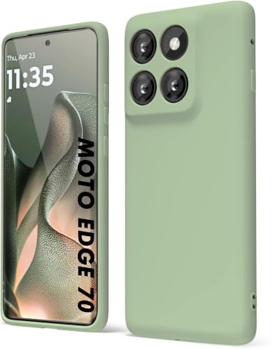 Image of DIZORO Microfiber Candy Case for Motorola Moto Edge 70 5G Smooth Touch Cushion Liquid Soft Silicone Gel Phone Cases Non-Slip Full Body Protective Back Cover - Matcha