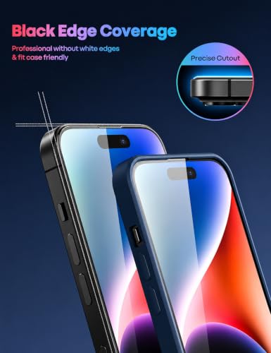 Image of Tempered Glass Screen Protector for iPhone 15 Pro (6.1 inch), screen guard 9H Hardness, Full Coverage, HD Clear, Bubble Free, Case Friendly, Anti Fingerprint, Easy Installation (iPhone 15 Pro), Pack Of 1