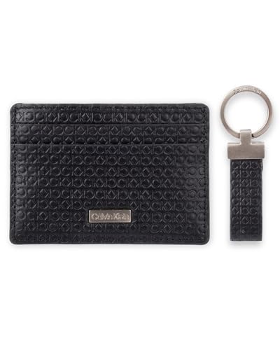Calvin Klein Conjuntos de carteira masculina - capas de cartão minimalistas, carteiras duplas, Preto - Estojo para cartão, One Size, Conjuntos de carteira - Bifold minimalista e porta-cartões