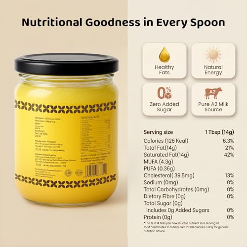 Image of Grannyways Premium A2 Cow Ghee - 500ml Danedar Desi Ghee | Extract from A2 Cow Milk | Bilona Method | Hand Churned | Traditional, Pure & Aromatic | Farm-Fresh in Glass Jar Packaging | Keto & Paleo Friendly