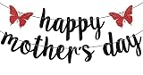 Black Glitter Happy Mother's Day Banner, Feliz Dia...
