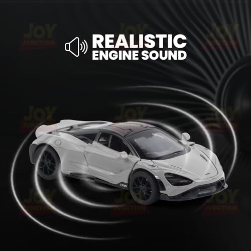 Image of JOY JUNCTION Limited Edition 1:32 Scale Metal Pull Back Toy car with Openable Doors, Light & Engine Sound - Realistic Collectible for Boys Kids 3+ Years & Above (McLaran 765LT JJ333 Grey)