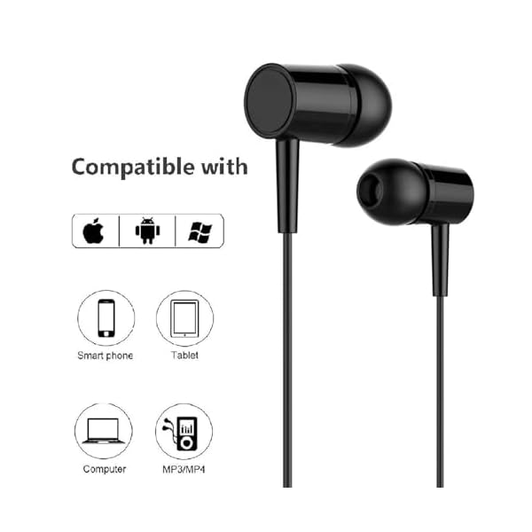 Wired Earbuds with HD Stereo Sound & Built-in Microphone, Deep Bass Noise-Isolating in-Ear Headphones, 3.5mm Jack, Tangle-Free, for Gym, Running, Calls - 2 Pack - Image 6
