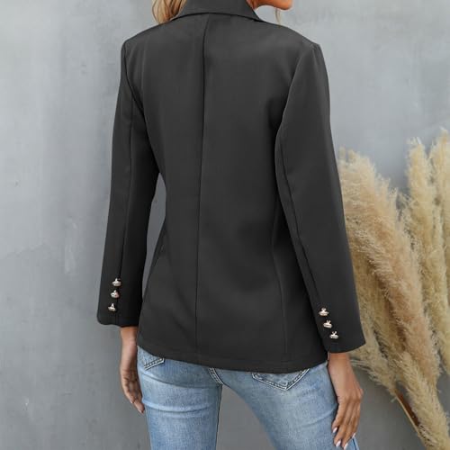 Womens Suit Business Casual Open Front Light Jackets Double Breasted Office Work Long Sleeve Blazers with Pockets4
