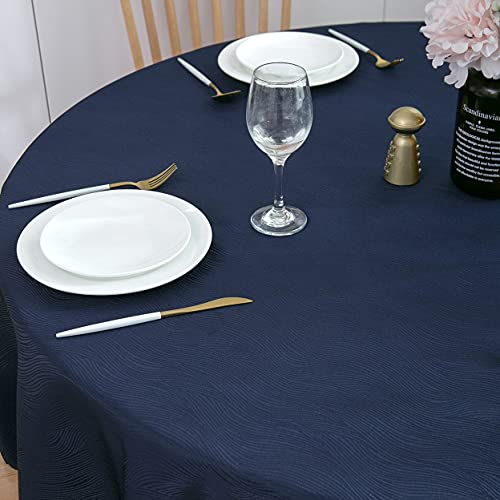 SPRICA Round Jacquard Tablecloth 120cm Water Resistance Solid Colour Table Cover, Water Ripples Pattern Design - Image 3