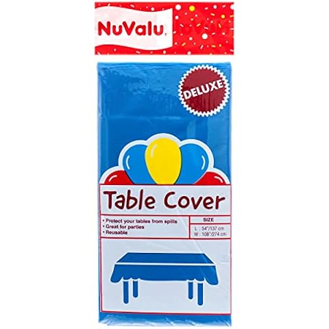 NuValu Rectangular Deluxe Plastic Table Cloth 54 x 108 Heavy Duty Disposable Cover (Dark Blue 6 Pack) Cover