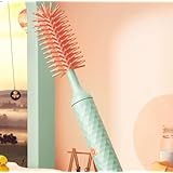 電動哺乳瓶ブラシセット 充電式電動ボトルブラシクリーナーと交換可能なシリコンボトルブラシとストローブラシクリーナー付き 防水多目的クリーニングブラシ(グリーン)