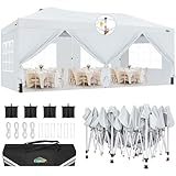 COBIZI Canopy 10x20 Pop Up Canopy Tent with 6 Sidewalls, One Push Party Tents for Parties Outdoor Wedding Waterproof Gazebo Commercial Event Tent with Sandbags, White