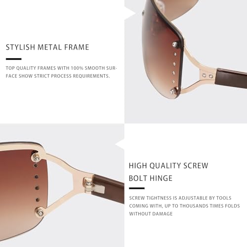 Rimless Frameless Rectangle Sunglasses for Women – Stylish Fashion Sun Glasses3