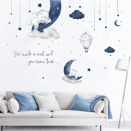 Vinilo Decorativo para Pared Elefante Bebé Azul Gris miniatura 2