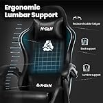 N-GEN GAMING Video Gaming Chair with Footrest High Back Ergonomic Comfortable Office Computer Desk with Lumbar Support Height Adjustable with PU Leather Recliner for Adults Women Men (Black) - Image 4
