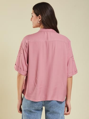 Image of J TURRITOPSIS Women's Cotton Blend Embroidered Stylish Shirt