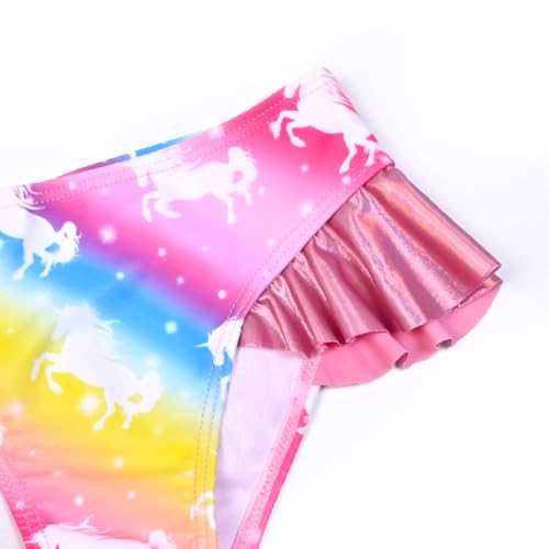 Image of CHILDRENSTAR Girls Metallic Bathing Suits Shiny Ruffles One Shoulder 2 Pieces Swimsuits Cute Bikini Set