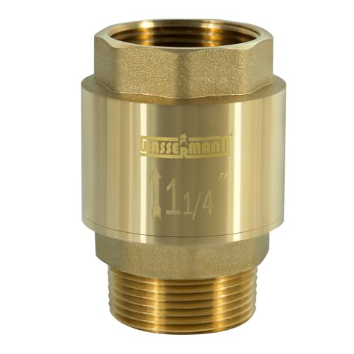 Wassermann 1-1/4 Zoll Messing-Rückschlagventil 3,2 cm NPT-Wasserrückschlagventil für Tauchbrunnenpumpe 1,25 NPT-Einlass x 1,25 FNPT-Ausgang, geeignet für Brunnenpumpen, Bewässerungssystem