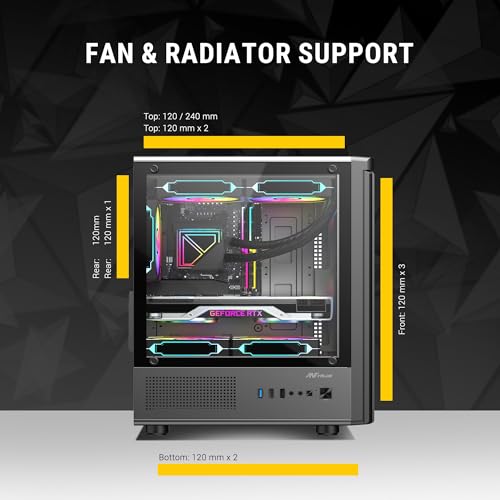 Image of Ant Value VM45 Mid-Tower Computer Case /Gaming Cabinet - Black | Support M-ATX, ITX | Pre-Installed 4 Fans