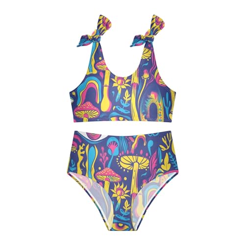 Girls' Bikini Set, Psychedelic Mushroom and Eye Kids Swimsuit 2 Pcs Beach Bathing Suit4