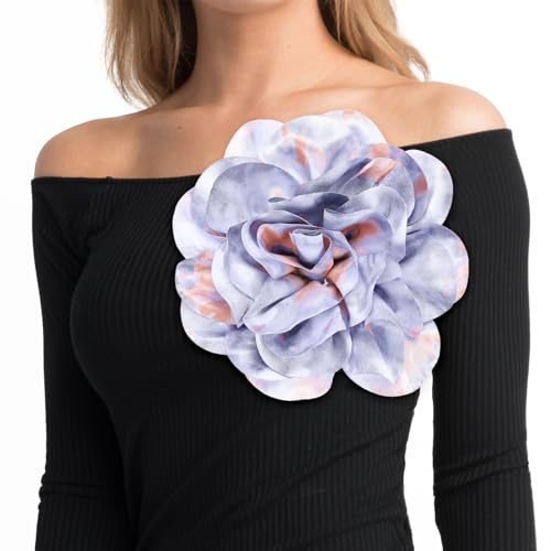 Image of M METERXITY Extra Large Rose Flower Brooches, Lapel Pins Dainty Satin Fabric Big Camellia Oversized Brooch Pin for Women