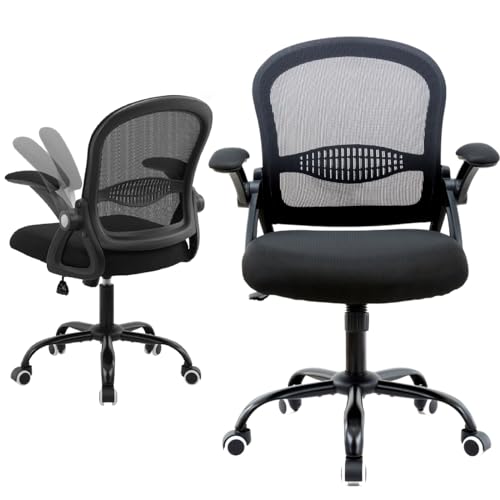 Office Chair Desk Chair, Ergonomic Home Office Task Chairs, Executive Task Chair, Adjustable MidBack Computer Gaming Chair, Flip-up Armrests 360Β° Swivel Breathable Mesh Back Chair, Black Office Chair Desk Chair, Ergonomic Home Office Task Chairs, Executive Task Chair, Adjustable MidBack Computer Gaming Chair, Flip-up Armrests 360Β° Swivel Breathable Mesh Back Chair, Black