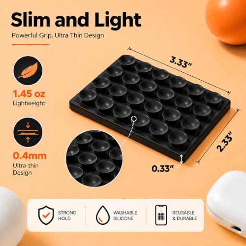 Image of Mizi Magnetic Sticky Mobile Suction Grip for Mag Safe, 24 Silicone Suction Cups, Removable Magnetic Phone Mount for i Phone 12 /13 /14 /15 /16 /17 /18 Series - Black